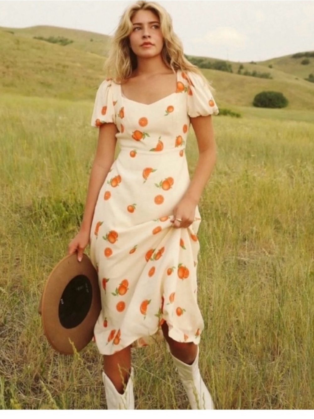 Jo West Darcie Mandarin Orange Midi Dress | Small